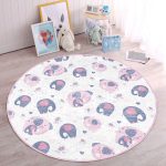 - RealHomes Dijital Baskılı Kaymaz Tabanlı Comfort Çocuk Odası Yuvarlak Halı - Realhomes  Pembe Fil Motifli Çocuk & Genç Odası Makinede Yıkanabilir Kaymaz Tabanlı Yuvarlak Çocuk Halısı Realhomes
