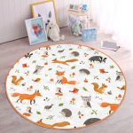 - RealHomes Dijital Baskılı Kaymaz Tabanlı Comfort Çocuk Odası Yuvarlak Halı - Realhomes  Orman Temalı Sevimli Hayvanlar Çocuk & Genç Odası Makinede Yıkanabilir Kaymaz Tabanlı Yuvarlak Çocuk Halısı Realhomes
