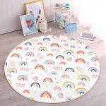 - RealHomes Dijital Baskılı Kaymaz Tabanlı Comfort Çocuk Odası Yuvarlak Halı - Realhomes  Gökkuşağı Tasarımlı Çocuk & Genç Odası Makinede Yıkanabilir Kaymaz Tabanlı Yuvarlak Çocuk Halısı Realhomes
