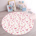 - RealHomes Dijital Baskılı Kaymaz Tabanlı Comfort Çocuk Odası Yuvarlak Halı - Realhomes  Kızıl Kelebek Motifli Çocuk & Genç Odası Makinede Yıkanabilir Kaymaz Tabanlı Yuvarlak Çocuk Halısı Realhomes