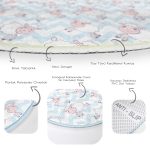 - RealHomes Dijital Baskılı Kaymaz Tabanlı Comfort Çocuk Odası Yuvarlak Halı - Realhomes  Mavi Zikzak Üzerinde Sevimli Koyun Temalı Çocuk & Genç Odası Makinede Yıkanabilir Kaymaz Tabanlı Yuvarlak Çocuk Halısı Realhomes