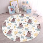 Uyku Temalı Koyunlar Çocuk & Genç Odası Makinede Yıkanabilir Kaymaz Tabanlı Yuvarlak Çocuk Halısı Realhomes