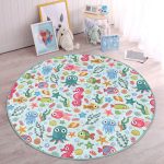 - RealHomes Dijital Baskılı Kaymaz Tabanlı Comfort Çocuk Odası Yuvarlak Halı - Realhomes  Deniz Hayvanları Temalı Çocuk & Genç Odası Makinede Yıkanabilir Kaymaz Tabanlı Yuvarlak Çocuk Halısı Realhomes