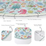 - RealHomes Dijital Baskılı Kaymaz Tabanlı Comfort Çocuk Odası Yuvarlak Halı - Realhomes  Deniz Hayvanları Temalı Çocuk & Genç Odası Makinede Yıkanabilir Kaymaz Tabanlı Yuvarlak Çocuk Halısı Realhomes