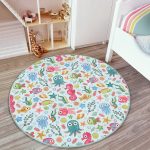 - RealHomes Dijital Baskılı Kaymaz Tabanlı Comfort Çocuk Odası Yuvarlak Halı - Realhomes  Deniz Hayvanları Temalı Çocuk & Genç Odası Makinede Yıkanabilir Kaymaz Tabanlı Yuvarlak Çocuk Halısı Realhomes