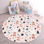 - RealHomes Dijital Baskılı Kaymaz Tabanlı Comfort Çocuk Odası Yuvarlak Halı - Realhomes  Orman Hayvanları Motifli Çocuk & Genç Odası Makinede Yıkanabilir Kaymaz Tabanlı Yuvarlak Çocuk Halısı Realhomes