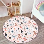 - RealHomes Dijital Baskılı Kaymaz Tabanlı Comfort Çocuk Odası Yuvarlak Halı - Realhomes  Orman Hayvanları Motifli Çocuk & Genç Odası Makinede Yıkanabilir Kaymaz Tabanlı Yuvarlak Çocuk Halısı Realhomes