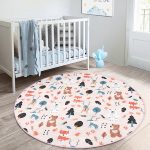 - RealHomes Dijital Baskılı Kaymaz Tabanlı Comfort Çocuk Odası Yuvarlak Halı - Realhomes  Orman Hayvanları Motifli Çocuk & Genç Odası Makinede Yıkanabilir Kaymaz Tabanlı Yuvarlak Çocuk Halısı Realhomes