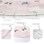 - RealHomes Dijital Baskılı Kaymaz Tabanlı Comfort Çocuk Odası Yuvarlak Halı - Realhomes  Pembe Zeminde Panda Temalı Çocuk & Genç Odası Makinede Yıkanabilir Kaymaz Tabanlı Yuvarlak Çocuk Halısı Realhomes