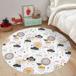 - RealHomes Dijital Baskılı Kaymaz Tabanlı Comfort Çocuk Odası Yuvarlak Halı - Realhomes  Gökyüzü Temalı Bebek Desenli Çocuk & Genç Odası Makinede Yıkanabilir Kaymaz Tabanlı Yuvarlak Çocuk Halısı Realhomes