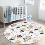 - RealHomes Dijital Baskılı Kaymaz Tabanlı Comfort Çocuk Odası Yuvarlak Halı - Realhomes  Gökyüzü Temalı Bebek Desenli Çocuk & Genç Odası Makinede Yıkanabilir Kaymaz Tabanlı Yuvarlak Çocuk Halısı Realhomes