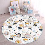 - RealHomes Dijital Baskılı Kaymaz Tabanlı Comfort Çocuk Odası Yuvarlak Halı - Realhomes  Gökyüzü Temalı Bebek Desenli Çocuk & Genç Odası Makinede Yıkanabilir Kaymaz Tabanlı Yuvarlak Çocuk Halısı Realhomes