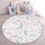 - RealHomes Dijital Baskılı Kaymaz Tabanlı Comfort Çocuk Odası Yuvarlak Halı - Realhomes  Uyku Odası Temalı Çocuk & Genç Odası Makinede Yıkanabilir Kaymaz Tabanlı Yuvarlak Çocuk Halısı Realhomes