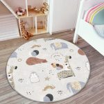 - RealHomes Dijital Baskılı Kaymaz Tabanlı Comfort Çocuk Odası Yuvarlak Halı - Realhomes  Sevimli Orman Hayvanları Temalı Çocuk & Genç Odası Makinede Yıkanabilir Kaymaz Tabanlı Yuvarlak Çocuk Halısı Realhomes
