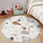 - RealHomes Dijital Baskılı Kaymaz Tabanlı Comfort Çocuk Odası Yuvarlak Halı - Realhomes  Sevimli Orman Hayvanları Temalı Çocuk & Genç Odası Makinede Yıkanabilir Kaymaz Tabanlı Yuvarlak Çocuk Halısı Realhomes
