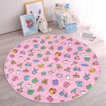 - RealHomes Dijital Baskılı Kaymaz Tabanlı Comfort Çocuk Odası Yuvarlak Halı - Realhomes  Pembe Zeminde Bebek Odası Temalı Çocuk & Genç Odası Makinede Yıkanabilir Kaymaz Tabanlı Yuvarlak Çocuk Halısı Realhomes