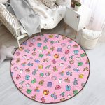 - RealHomes Dijital Baskılı Kaymaz Tabanlı Comfort Çocuk Odası Yuvarlak Halı - Realhomes  Pembe Zeminde Bebek Odası Temalı Çocuk & Genç Odası Makinede Yıkanabilir Kaymaz Tabanlı Yuvarlak Çocuk Halısı Realhomes