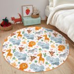 - RealHomes Dijital Baskılı Kaymaz Tabanlı Comfort Çocuk Odası Yuvarlak Halı - Realhomes  Sevimli Orman Hayvanları Desenli Çocuk & Genç Odası Makinede Yıkanabilir Kaymaz Tabanlı Yuvarlak Çocuk Halısı Realhomes