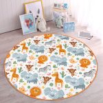 - RealHomes Dijital Baskılı Kaymaz Tabanlı Comfort Çocuk Odası Yuvarlak Halı - Realhomes  Sevimli Orman Hayvanları Desenli Çocuk & Genç Odası Makinede Yıkanabilir Kaymaz Tabanlı Yuvarlak Çocuk Halısı Realhomes