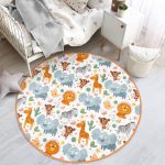 - RealHomes Dijital Baskılı Kaymaz Tabanlı Comfort Çocuk Odası Yuvarlak Halı - Realhomes  Sevimli Orman Hayvanları Desenli Çocuk & Genç Odası Makinede Yıkanabilir Kaymaz Tabanlı Yuvarlak Çocuk Halısı Realhomes