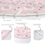 - RealHomes Dijital Baskılı Kaymaz Tabanlı Comfort Çocuk Odası Yuvarlak Halı - Realhomes  Pembe Zeminde Kuğu Motifli Çocuk & Genç Odası Makinede Yıkanabilir Kaymaz Tabanlı Yuvarlak Çocuk Halısı Realhomes