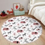 - RealHomes Dijital Baskılı Kaymaz Tabanlı Comfort Çocuk Odası Yuvarlak Halı - Realhomes Sevimli Orman Hayvanları Motifli Çocuk & Genç Odası Makinede Yıkanabilir Kaymaz Tabanlı Yuvarlak Çocuk Halısı Realhomes