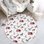 - RealHomes Dijital Baskılı Kaymaz Tabanlı Comfort Çocuk Odası Yuvarlak Halı - Realhomes Sevimli Orman Hayvanları Motifli Çocuk & Genç Odası Makinede Yıkanabilir Kaymaz Tabanlı Yuvarlak Çocuk Halısı Realhomes