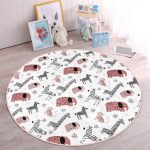- RealHomes Dijital Baskılı Kaymaz Tabanlı Comfort Çocuk Odası Yuvarlak Halı - Realhomes Sevimli Orman Hayvanları Motifli Çocuk & Genç Odası Makinede Yıkanabilir Kaymaz Tabanlı Yuvarlak Çocuk Halısı Realhomes