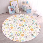 - RealHomes Dijital Baskılı Kaymaz Tabanlı Comfort Çocuk Odası Yuvarlak Halı - Realhomes  Rengarenk Çiçek Desenli Çocuk & Genç Odası Makinede Yıkanabilir Kaymaz Tabanlı Yuvarlak Çocuk Halısı Realhomes