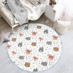 - RealHomes Dijital Baskılı Kaymaz Tabanlı Comfort Çocuk Odası Yuvarlak Halı - Realhomes Sevimli Orman Hayvanları Motifli Çocuk & Genç Odası Makinede Yıkanabilir Kaymaz Tabanlı Yuvarlak Çocuk Halısı Realhomes