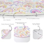 - RealHomes Dijital Baskılı Kaymaz Tabanlı Comfort Çocuk Odası Yuvarlak Halı - Realhomes Suluboya Gökkuşağı Temalı Çocuk & Genç Odası Makinede Yıkanabilir Kaymaz Tabanlı Yuvarlak Çocuk Halısı Realhomes