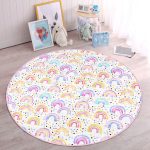 - RealHomes Dijital Baskılı Kaymaz Tabanlı Comfort Çocuk Odası Yuvarlak Halı - Realhomes Suluboya Gökkuşağı Temalı Çocuk & Genç Odası Makinede Yıkanabilir Kaymaz Tabanlı Yuvarlak Çocuk Halısı Realhomes