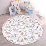 - RealHomes Dijital Baskılı Kaymaz Tabanlı Comfort Çocuk Odası Yuvarlak Halı - Realhomes  Sevimli Unicorn Motifli Çocuk & Genç Odası Makinede Yıkanabilir Kaymaz Tabanlı Yuvarlak Çocuk Halısı Realhomes