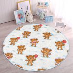 - RealHomes Dijital Baskılı Kaymaz Tabanlı Comfort Çocuk Odası Yuvarlak Halı - Realhomes  Ayıcık Desenli Çocuk & Genç Odası Makinede Yıkanabilir Kaymaz Tabanlı Yuvarlak Çocuk Halısı Realhomes