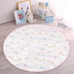 - RealHomes Dijital Baskılı Kaymaz Tabanlı Comfort Çocuk Odası Yuvarlak Halı - Realhomes  Çizgili Zemin Sevimli Koç Desenli Çocuk & Genç Odası Makinede Yıkanabilir Kaymaz Tabanlı Yuvarlak Çocuk Halısı Realhomes