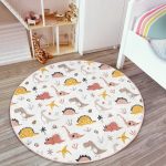 - RealHomes Dijital Baskılı Kaymaz Tabanlı Comfort Çocuk Odası Yuvarlak Halı - Realhomes  Dinozor Desenli Çocuk & Genç Odası Makinede Yıkanabilir Kaymaz Tabanlı Yuvarlak Çocuk Halısı Realhomes