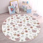 - RealHomes Dijital Baskılı Kaymaz Tabanlı Comfort Çocuk Odası Yuvarlak Halı - Realhomes  Çiçek Ve Koyun Motifli Çocuk & Genç Odası Makinede Yıkanabilir Kaymaz Tabanlı Yuvarlak Çocuk Halısı Realhomes