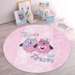 - RealHomes Dijital Baskılı Kaymaz Tabanlı Comfort Çocuk Odası Yuvarlak Halı - Realhomes Baykuş Resimli Çocuk & Genç Odası Makinede Yıkanabilir Kaymaz Tabanlı Yuvarlak Çocuk Halısı Realhomes
