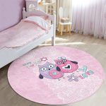 - RealHomes Dijital Baskılı Kaymaz Tabanlı Comfort Çocuk Odası Yuvarlak Halı - Realhomes Baykuş Resimli Çocuk & Genç Odası Makinede Yıkanabilir Kaymaz Tabanlı Yuvarlak Çocuk Halısı Realhomes