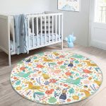 - RealHomes Dijital Baskılı Kaymaz Tabanlı Comfort Çocuk Odası Yuvarlak Halı - Realhomes  Rengarenk Orman Hayvanları Desenli Çocuk & Genç Odası Makinede Yıkanabilir Kaymaz Tabanlı Yuvarlak Çocuk Halısı Realhomes