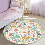 - RealHomes Dijital Baskılı Kaymaz Tabanlı Comfort Çocuk Odası Yuvarlak Halı - Realhomes  Rengarenk Orman Hayvanları Desenli Çocuk & Genç Odası Makinede Yıkanabilir Kaymaz Tabanlı Yuvarlak Çocuk Halısı Realhomes