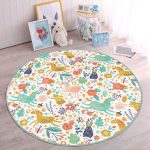 - RealHomes Dijital Baskılı Kaymaz Tabanlı Comfort Çocuk Odası Yuvarlak Halı - Realhomes  Rengarenk Orman Hayvanları Desenli Çocuk & Genç Odası Makinede Yıkanabilir Kaymaz Tabanlı Yuvarlak Çocuk Halısı Realhomes