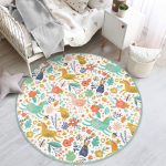 - RealHomes Dijital Baskılı Kaymaz Tabanlı Comfort Çocuk Odası Yuvarlak Halı - Realhomes  Rengarenk Orman Hayvanları Desenli Çocuk & Genç Odası Makinede Yıkanabilir Kaymaz Tabanlı Yuvarlak Çocuk Halısı Realhomes