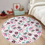 - RealHomes Dijital Baskılı Kaymaz Tabanlı Comfort Çocuk Odası Yuvarlak Halı - Realhomes  Rengarenk Orman Hayvanları Motifli Çocuk & Genç Odası Makinede Yıkanabilir Kaymaz Tabanlı Yuvarlak Çocuk Halısı Realhomes