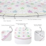 Beyaz Zemin Rengarenk Yıldız Motifli Çocuk & Genç Odası Makinede Yıkanabilir Kaymaz Tabanlı Yuvarlak Çocuk Halısı Realhomes