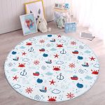 - RealHomes Dijital Baskılı Kaymaz Tabanlı Comfort Çocuk Odası Yuvarlak Halı - Realhomes  Denizci Temalı Çocuk & Genç Odası Makinede Yıkanabilir Kaymaz Tabanlı Yuvarlak Çocuk Halısı Realhomes