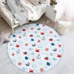 - RealHomes Dijital Baskılı Kaymaz Tabanlı Comfort Çocuk Odası Yuvarlak Halı - Realhomes  Denizci Temalı Çocuk & Genç Odası Makinede Yıkanabilir Kaymaz Tabanlı Yuvarlak Çocuk Halısı Realhomes