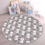- RealHomes Dijital Baskılı Kaymaz Tabanlı Comfort Çocuk Odası Yuvarlak Halı - Realhomes  Uyuyan Kedi Desenli Çocuk & Genç Odası Makinede Yıkanabilir Kaymaz Tabanlı Yuvarlak Çocuk Halısı Realhomes