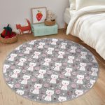 - RealHomes Dijital Baskılı Kaymaz Tabanlı Comfort Çocuk Odası Yuvarlak Halı - Realhomes  Uyuyan Kedi Desenli Çocuk & Genç Odası Makinede Yıkanabilir Kaymaz Tabanlı Yuvarlak Çocuk Halısı Realhomes