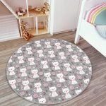 - RealHomes Dijital Baskılı Kaymaz Tabanlı Comfort Çocuk Odası Yuvarlak Halı - Realhomes  Uyuyan Kedi Desenli Çocuk & Genç Odası Makinede Yıkanabilir Kaymaz Tabanlı Yuvarlak Çocuk Halısı Realhomes